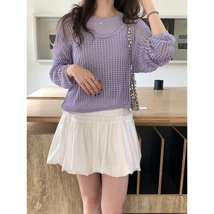 白色云朵蓬蓬感花苞裙女秋季 高腰显瘦百搭a字半身裙ce07 新款