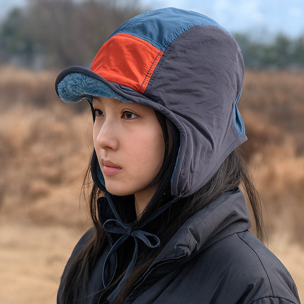 秋冬美式复古摇粒绒雷锋帽子男女撞色个性街头百搭护耳滑雪帽ZJ44