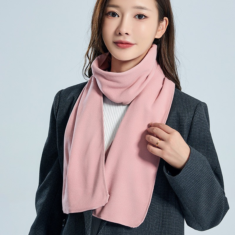 秋冬季韩版德绒围巾男女士加厚保暖围脖纯色潮百搭款脖套小披HB56