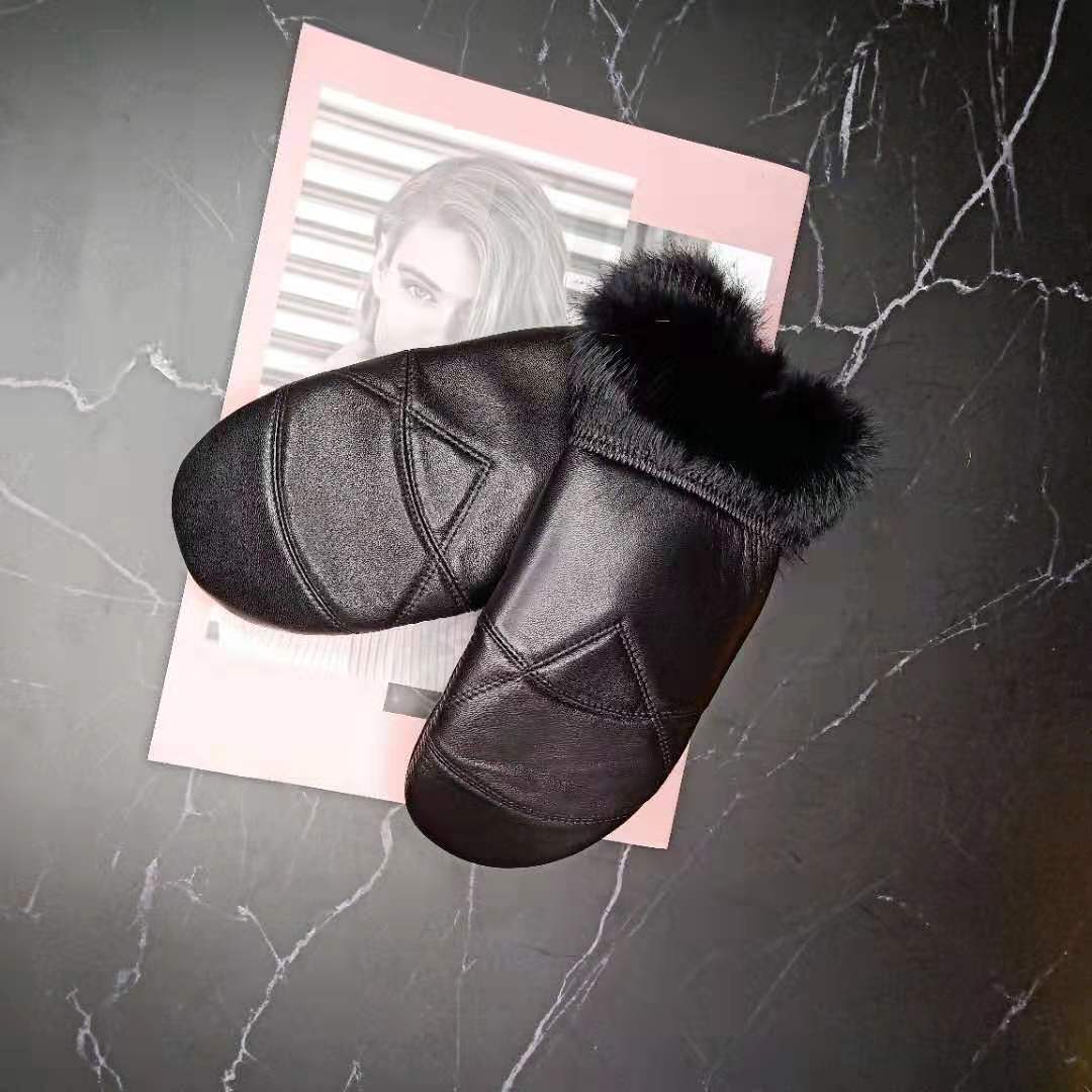 女士真皮手套连指手套滑雪手套户外防寒保暖手套羊皮兔毛冬季ZJ28