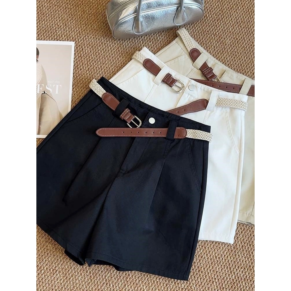 实拍2025新版网红辣妹高级牛仔洗水棉面料百搭高腰短裤阔腿裤b120