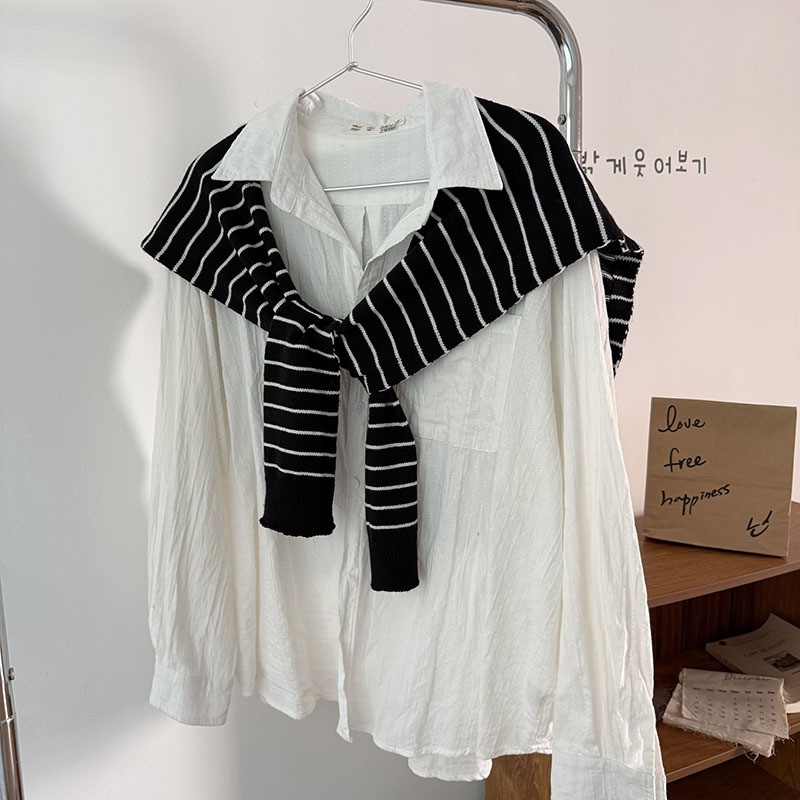 踏青条纹~韩系针织条纹披肩外搭春秋季高级感小坎肩护颈高级SD17