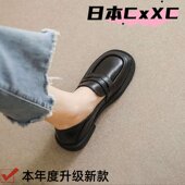 复古金属黑色单鞋 英伦风软皮春秋小皮鞋 女2025年新款 百搭乐福YY83