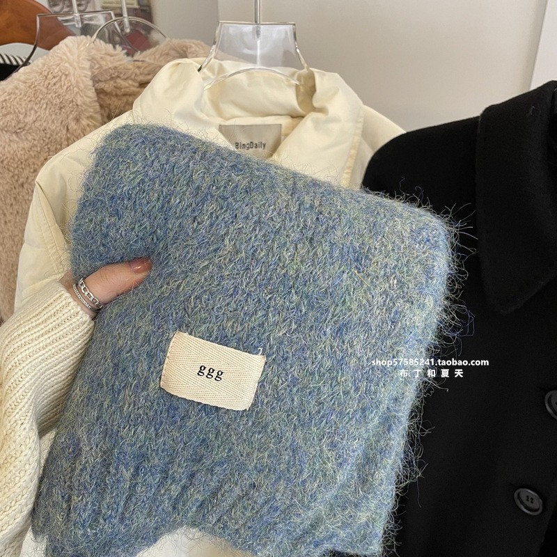 梦幻色纯色围巾加厚保暖学生围脖贴布百搭秋冬季韩版新款情侣SD53