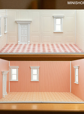 12分磁吸款】娃屋材料包ob11手工微缩场景背景板迷你房间模型可拆