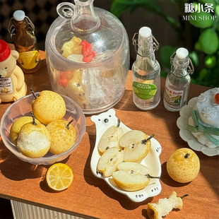 糖小条迷你雪花梨微缩模型手作水果黏土食玩梨子不可食用blythe