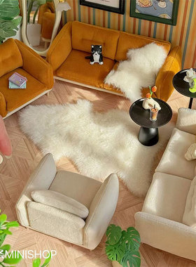 糖小条12分迷你绒布沙发微缩模型娃用家具ob11