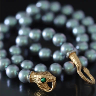 新年蛇年本命年法式轻奢满钻灵蛇珍珠紫水晶项链女款情人节送女友