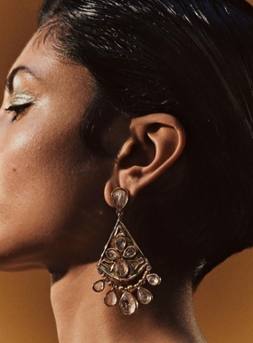 欧美sasa款轻奢Goossen*古森经典cachemire天然岩晶流苏耳环