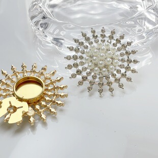 Ins博主同款复古风光芒万丈珍珠花朵 衬衫免缝纽扣袖扣领扣设计感