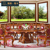 Indonesia Teak high-grade villa Luxurious furniture European-style living room All solid wood circular dining table and chair combination suit