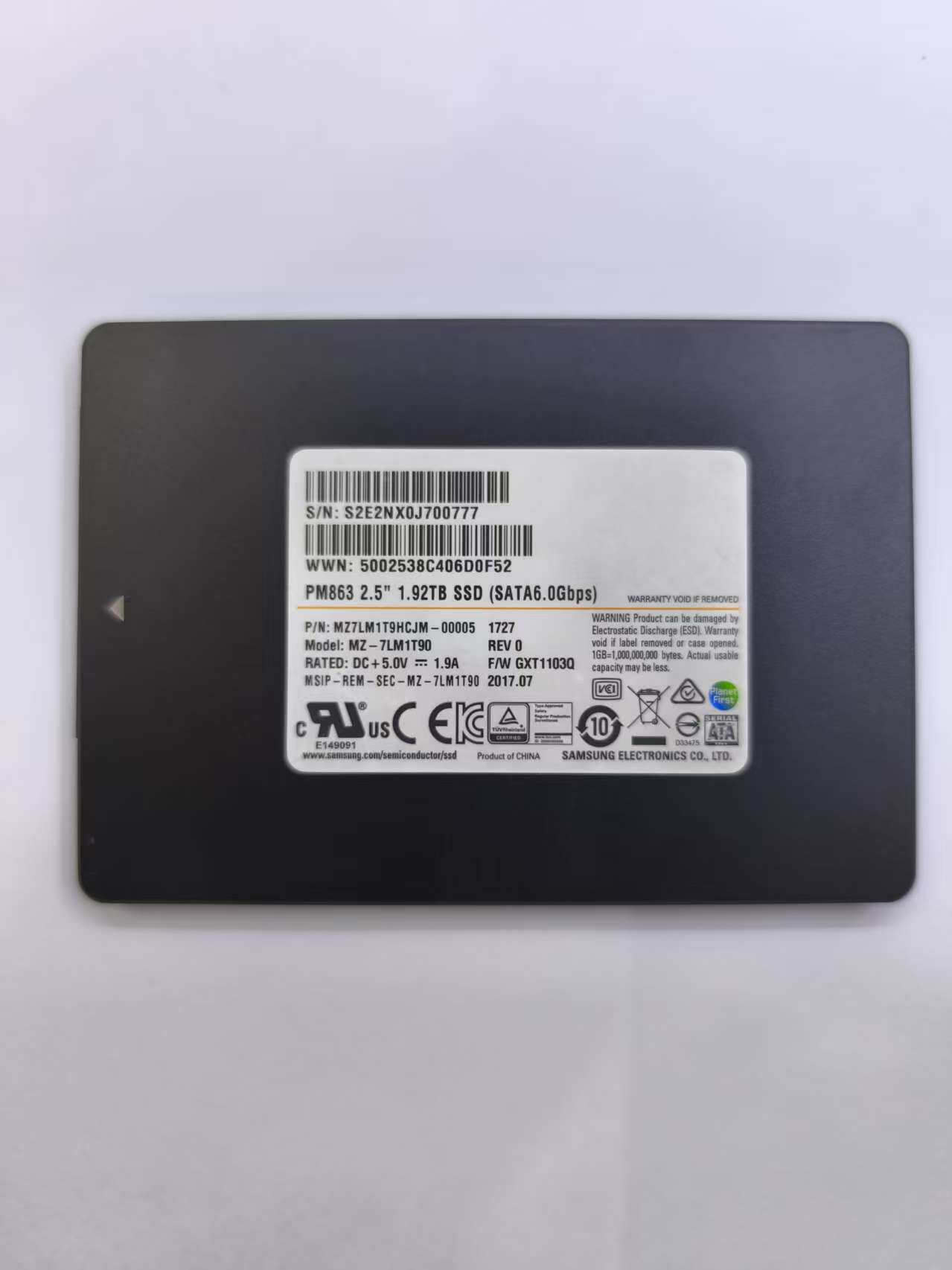 三星PM863 PM883 1.92T SATA企业级服务器固态硬盘SSD