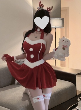 圣诞节服装cos兔女郎制服圣诞战跑角色扮演红色氛围感新年连衣裙