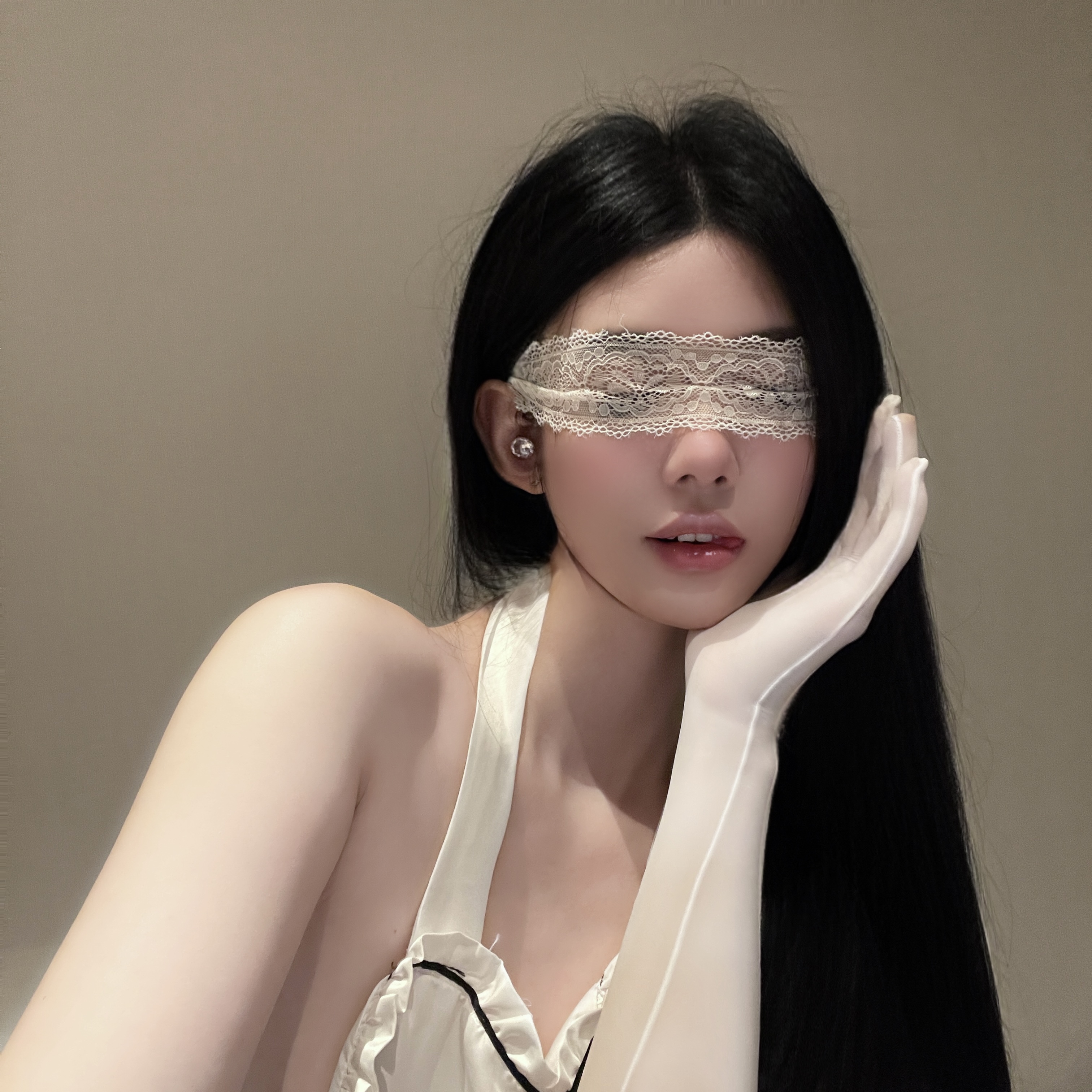 纯欲蕾丝眼罩禁欲系性感透光诱惑蒙眼神秘派对网纱面罩丝带面纱女