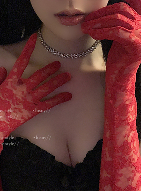 辣妹暗黑性感蕾丝绑带手套lolita半指y2k朋克芭蕾风亚文化cos手袖