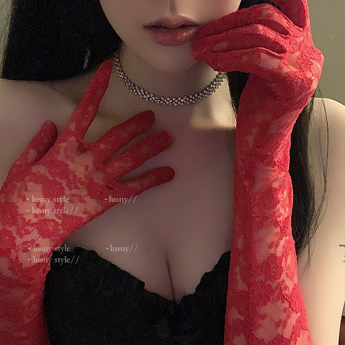 辣妹暗黑性感蕾丝绑带手套lolita半指y2k朋克芭蕾风亚文化cos手袖