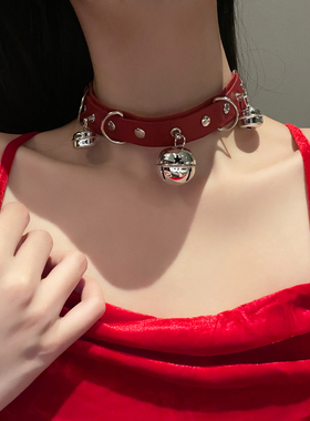 铃铛项圈牵引绳m女颈带颈圈高级感锁骨链脖子项链项圈chocker狗链