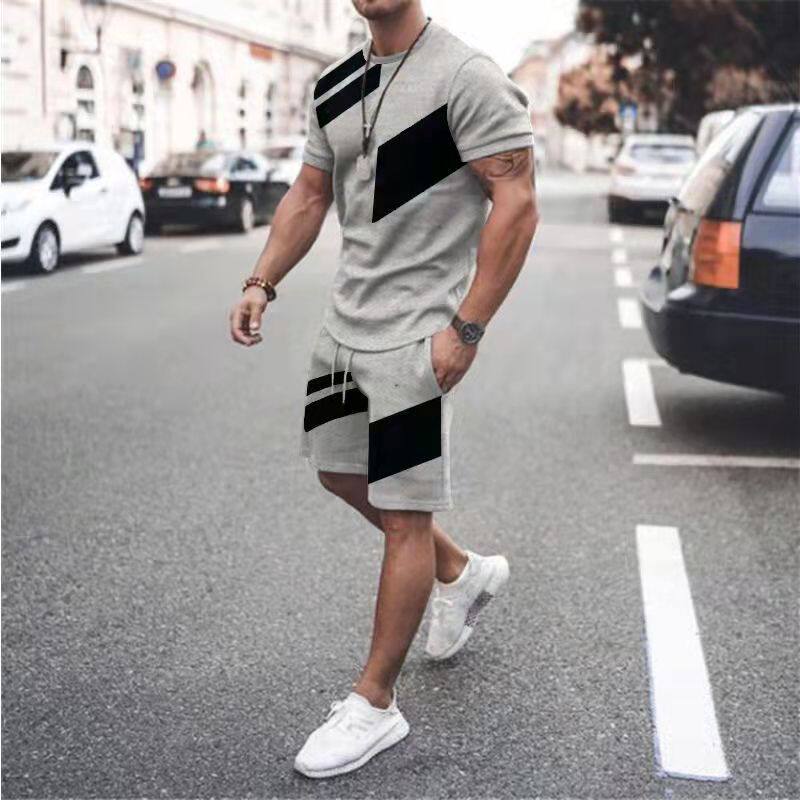 L 남성 운동복 티셔츠 반바지 의상 세트 대형 천