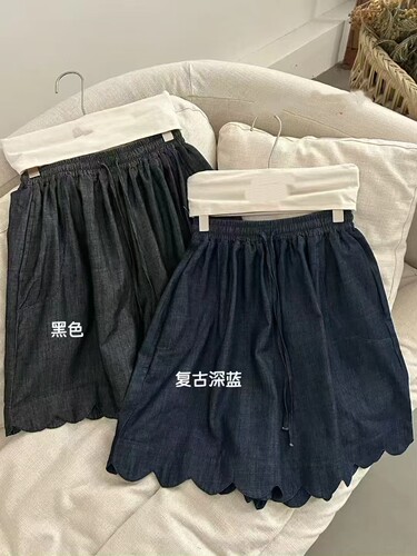 3 2026夏季新款森系复古文艺百搭显瘦松紧腰牛仔短花裤