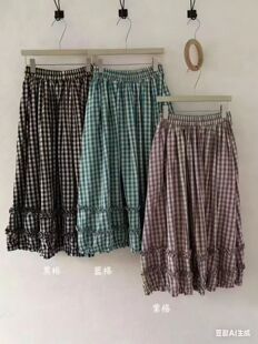 2026春季新款日系文艺复古宽松显瘦百搭休闲格子半身裙女