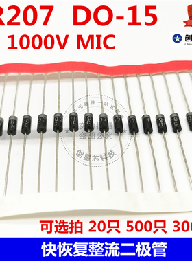 快恢复整流二极管 FR207 DO-15 2A 1000V 直插 MIC 工厂直销FR607