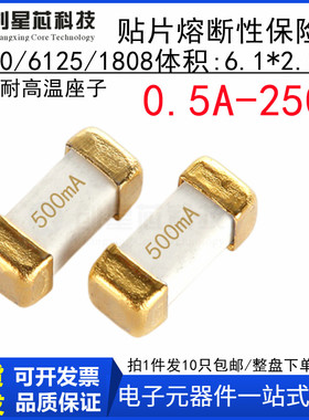 500mA 250V 贴片慢熔断保险丝1808/6125/2410-T050 500mA 6.1x2.5