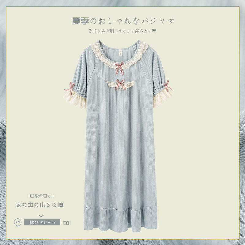 3千奈美睡衣公主风睡裙纯棉睡衣女夏季薄款大码可爱宫廷风家居服