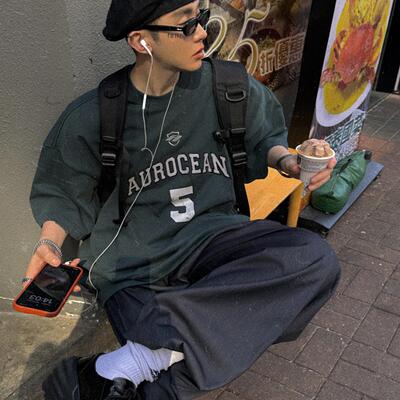 Aurocean复古刺绣球衣T恤