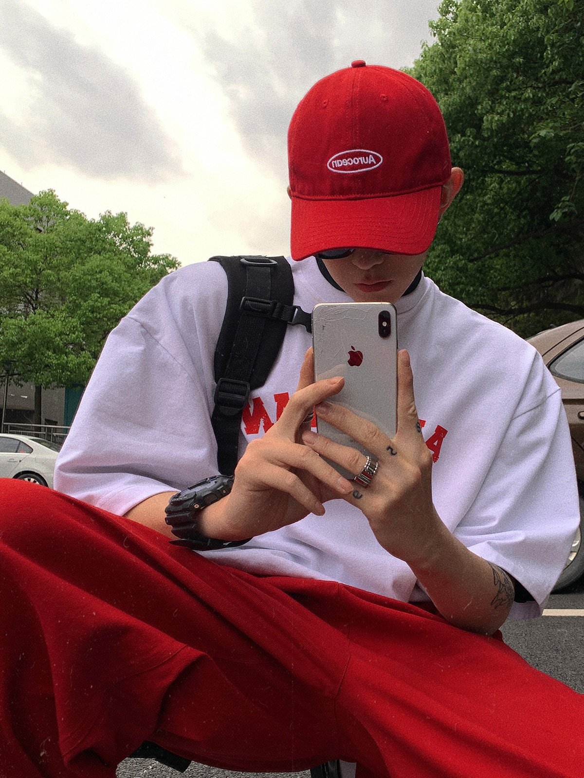 Aurocean大头围棒球帽红蓝基础款加深加大帽围厚实质感男女遮阳帽