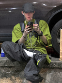 复古日漫油墨印花320克重磅纯棉短袖 Aurocean 酸果绿小领口T恤