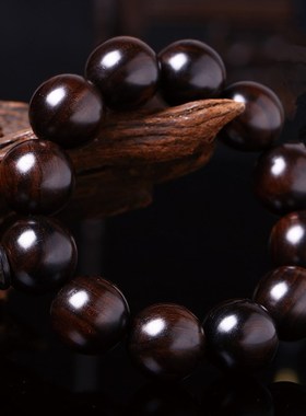 沉香印尼乌木顺纹男女款佛珠手链