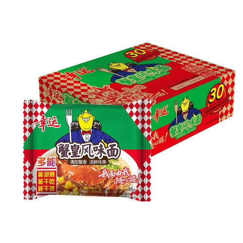 【8月到期】幸运蟹皇风味面85g*24袋方便面干吃干脆泡怀旧双料包 - 封面