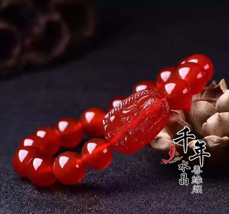 红玛瑙生肖属狗猪八大守护神手链