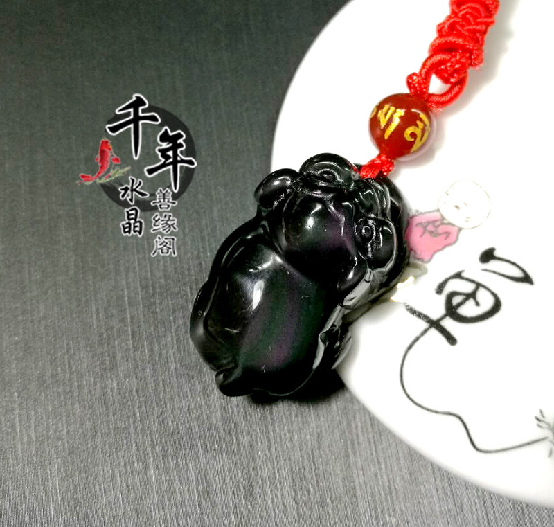 属猪本命年生肖吊坠黑曜石