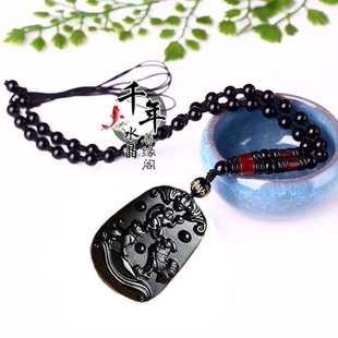 2026年正品天然黑曜石三会金局猴鸡狗吉祥物申酉戌三会吊坠新款