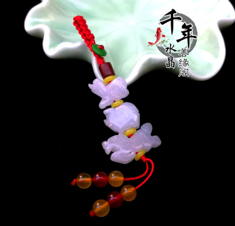 天然翡翠属虎随身吉祥物2026年三合六合手链吉祥车挂钥匙扣
