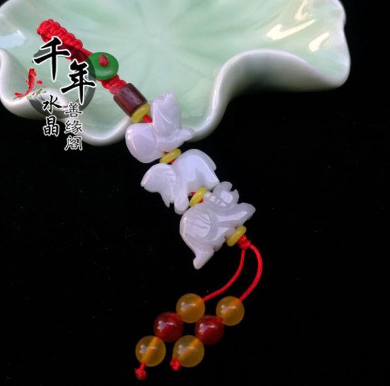天然翡翠属马随身吉祥物2026年三合六合钥匙扣