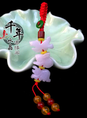 天然翡翠属狗随身吉祥物2026年三合六合手链保平安钥匙扣