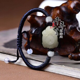玉石龙龟手链女编织红绳手绳男情侣龙头龟瑞兽白玉转运神兽招财