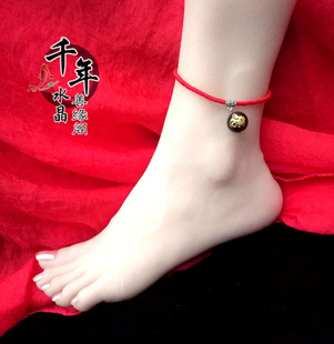 2026年属鼠吉祥物灵猴赐宝黑曜石红绳手链脚链