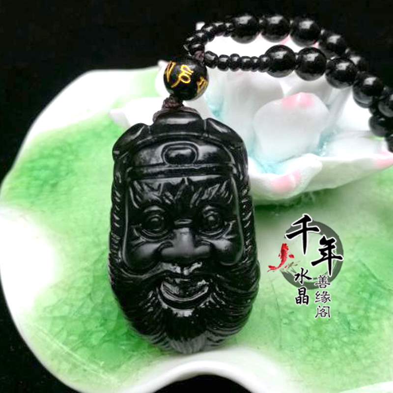 天然黑曜石钟馗霸气风吊坠包邮