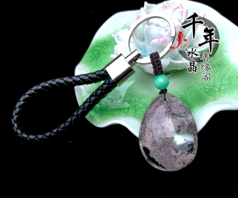 天然水晶吊坠水晶原石景石吊坠彩幽灵钥匙扣246
