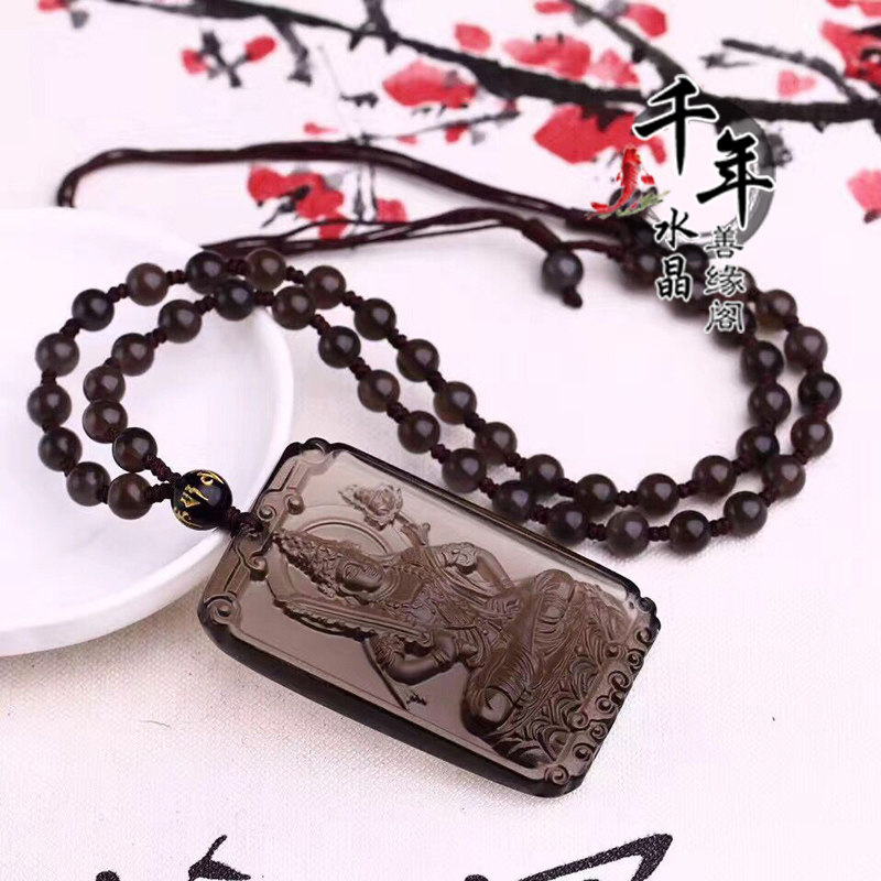 冰种黑曜石属牛守护神吊坠
