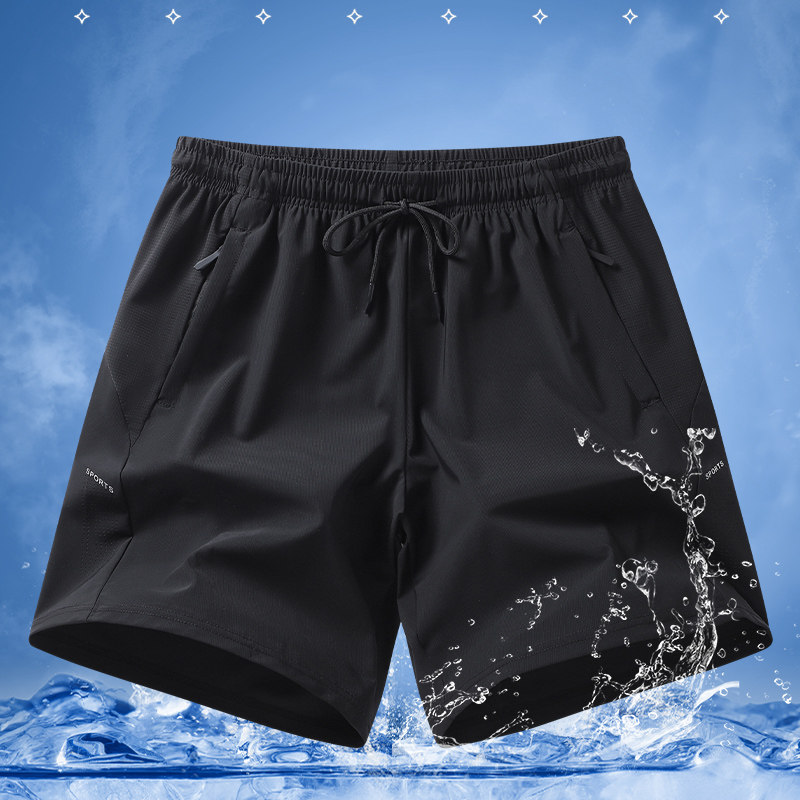 2026新款加大码冰丝五分裤字母花拉链冰丝短裤宽松篮球冰丝五分裤