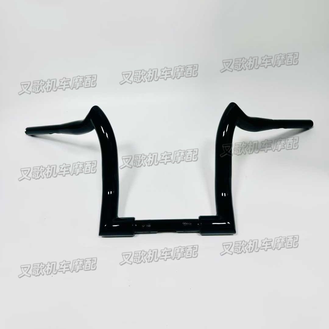 哈雷街霸路威突破者肥仔继承者路王x48改装1.5寸粗回拉山羊角车把