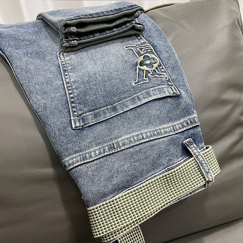 流行斜插口袋刺绣牛仔裤男微跨修身小脚裤潮牌弹力百搭休闲九分裤,男装,牛仔裤,淘宝优惠券,粉丝福利购,淘宝优惠卷
