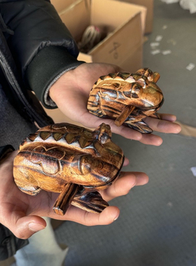 泰国招财蛙发声实木木雕摆件木质青蛙木蛤蟆蟾蜍木鱼diy敲击乐器