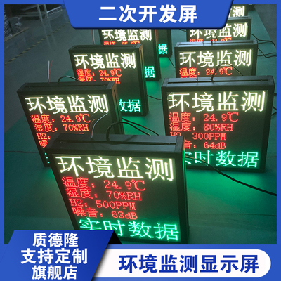 环境监测LED数据看板 温湿度污染物CO2光照气压二次开发LED显示屏