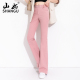 女春秋新款 喇叭长裤 高腰显瘦马蹄裤 弹力大码 子 修身 粉色微喇牛仔裤
