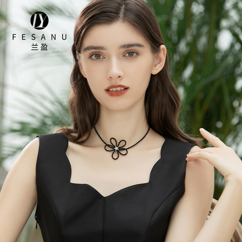 兰盈花朵项链原创设计吊坠